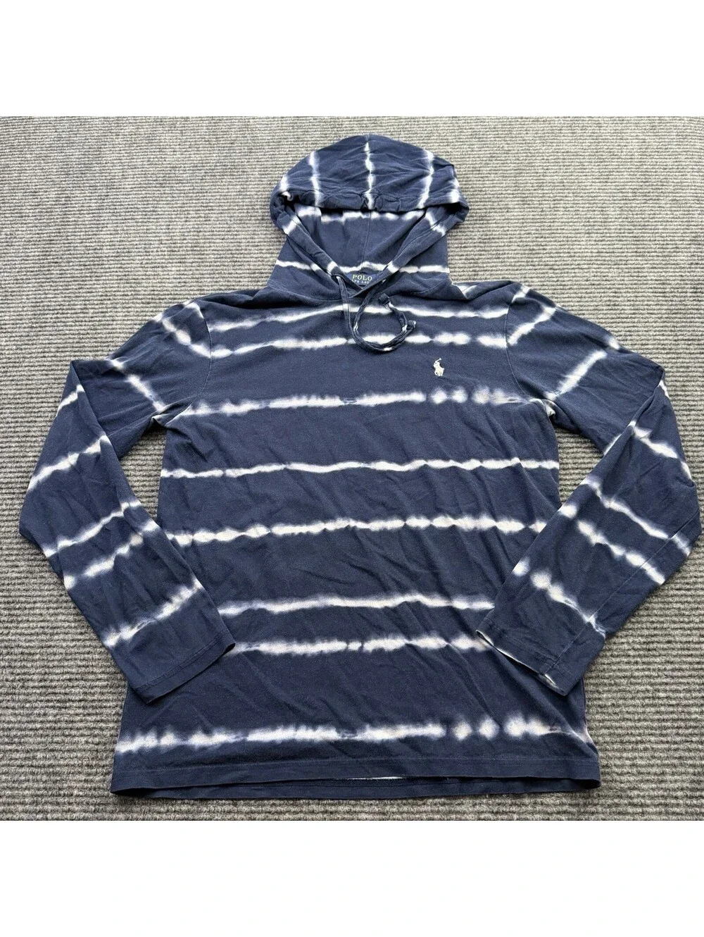 Polo Ralph Lauren Hooded Sweatshirt Men’s Size Small Lightweight Blue White
